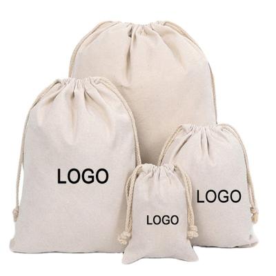 China Cotton Folding Drawstring Bag Promotional Muslin Bags For Gift Custom Logo Canvas Shopping Bag for sale