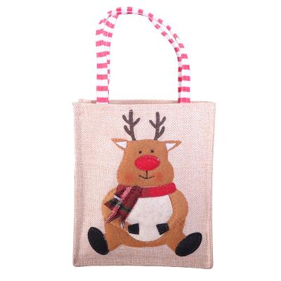 China Light Custom Print Kids Candy Tote Bag For Gift Linen Christmas Packaging Shopping Bag for sale