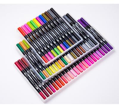 China Wholesale Fiber Technique Seed Tip Double Brush Pen Drawing Painting Watercolor Fine Liner Art Marker for sale