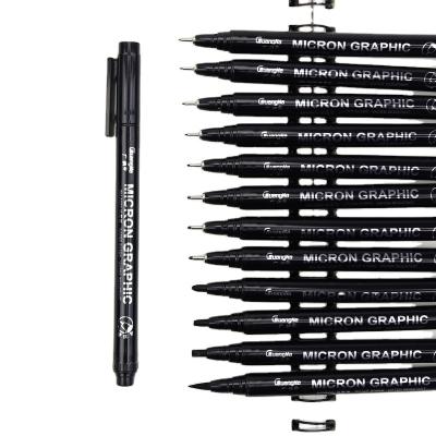 China 12pcs Fade Proof Plastic Waterproof Tip Black Liner Sketch Water Fine Marker Pen MicronPen for sale