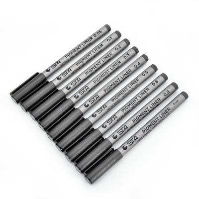 China Plastic Black Micro Line Pens for Drafting Technical Drawing Ultra Fine Point Pen Set for sale