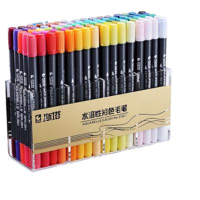 China Double Tip Technique Multi Color Seed Fiber Head Fineliner Art Marker Pens for sale