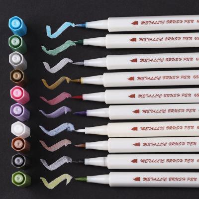 China 10 Pcs STA Sta-6551 (W) Metallic Drawing Pen Brush Tip Paint Marker for sale