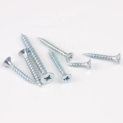 China Hot Selling Flat White And Blue Csk Head Drive Steel C1022 Chipboard Torx Screws for sale