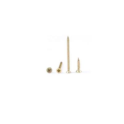 China Double Head Pozi Drive Flat Countersunk Yellow Galvanized Chipboard Screws for sale