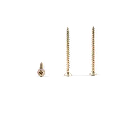 China Flat Yellow Zinc Coated Flat Head Self Tapping Chipboard Screws With Lower Price for sale