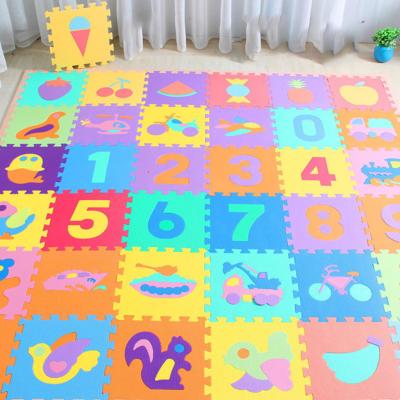 China Detachable Pattern 10 Piece Baby Play Mat Food Traffic Profile Puzzle Floor Foam Mat Animal Digital Kids Floor Educational Toy Set for sale