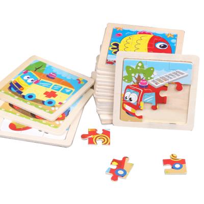 China Safe and Harmless Cartoon Wooden Jigsaw Puzzle Children's Wooden Toy Montessori Educational Toy 9 Pcs for sale