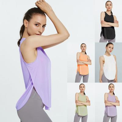 China Women's Breathable Tank Workout Tops Sports Wear For Running Yoga Fitness T-shirt Women Gym T-shirt Loose Sport Tops for sale