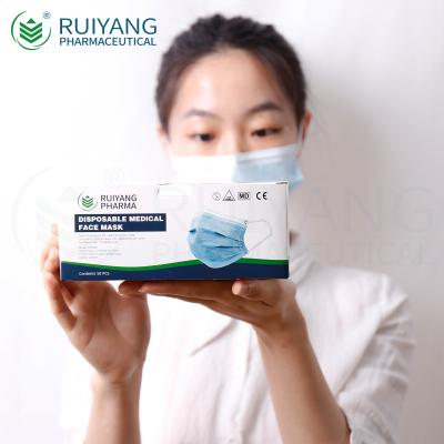 China Earloop Type IIR Adult Ruiyang Surgical Face Mask Flat Earloop for sale