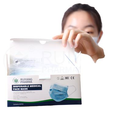 China All Logo Customized Medical Mask TypeIIR Disposable Surgical Masks IIR Level for sale