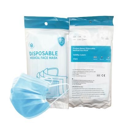 China 3ply Nonwoven Face Mask Adult Disposable Medical Earloop Melt-blown Face Mask Nonwoven for sale