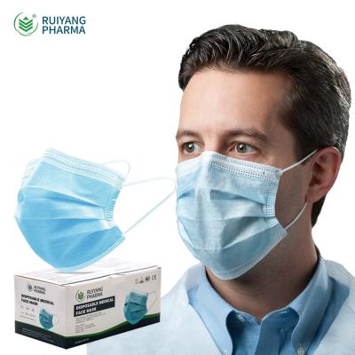 China Adult Medical Face Mask Nonwoven Fabric Waterproof Disposable Medical Face Mask for sale