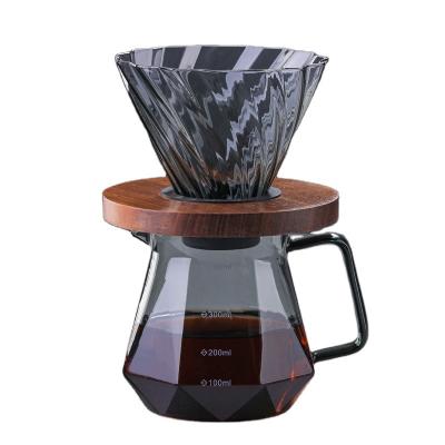 China New Gray Glass Diamond Coffee Pot Hensin Smoky Smoky Border Sharing Glass Sharing Pot V60 Filter Cup Set For Home for sale