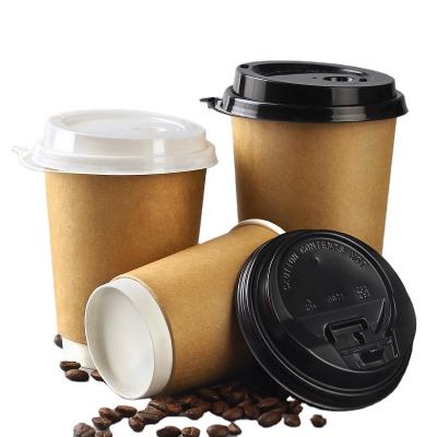 China Hensin Disposable Coffee Cups Packaging Environmental Friendly Paper Cups With Lids Commercial Milk Tea Take Away Packaging Cups Double Layer For Hot Drink for sale