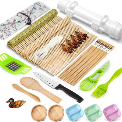 China Hensin Sustainable Sushi Making Tools Sushi Knife Bamboo Ceramic Rolling Dish Japanese Rice Spoon Rice Ball Sushi Roll Set For Home for sale