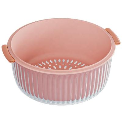 China XJH New Style Double Layer Drain Viable Kitchen Double Basket Vegetable Wash Drain Basket for sale