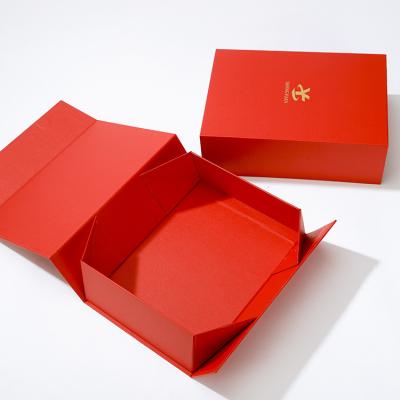 China Wenzhou Recyclable Shengyuan Custom Design Eco-Friendly Magnetic Collapsible Red Paper Cardboard Cosmetic Gift Packaging Box for sale