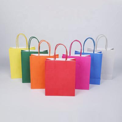 China Recyclable Custom Your Own Logo Size Color Cheap Food Take Away Bown Kraft Paper Bag With Handle for sale