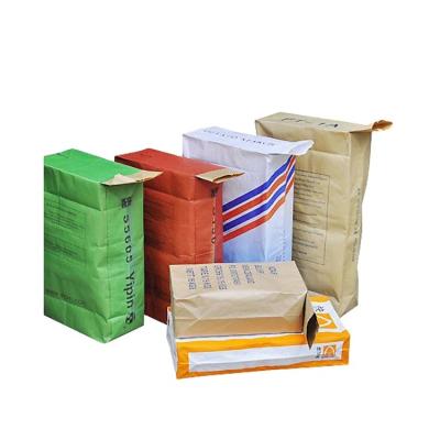 China 25kg Customized Recyclable 3 Layer Kraft Paper Cement Packing Bag For Dry Mortar Gypsum Wall Putty Powder Tile Adhesive for sale