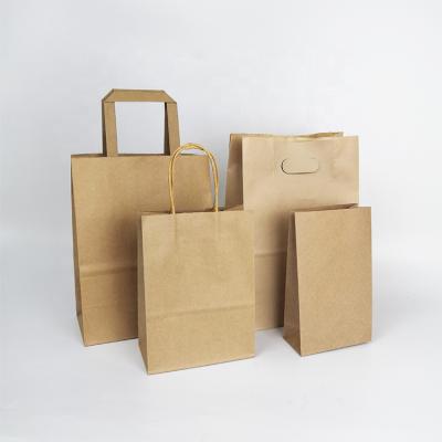 China Recyclable Fast Delivery Craft Flat Bottom Biodegradable Retail Packaging Paper Bag With Handles for sale