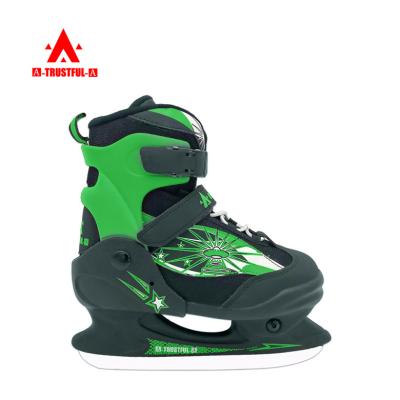 China Fashion \ Comfortable \ Durable OEM Adjustable Ice Hockey Skates Green Beginner Ice Roller Skates For Ice Sport for sale