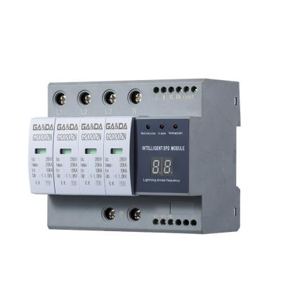 China PA66 nylon material and PBT engineering plastics GADA ZN series CE certification 4P 20ka din rail intelligent smart digital SPD surge protector for sale