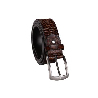 China ODM Fashion Design OEM Dark Brown Genuine Leather Casual Genuine Leather Belts For Men for sale