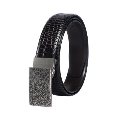 China Genuine Cowhide Men Business Belt Black Crocodile Alligator Leather Belt for sale