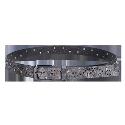 China European ALLOY Fashion Belt Top Selling Stone Studs Punching Female Belt Belt for sale