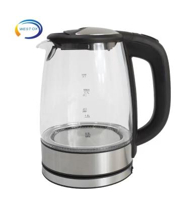 China 360 Degree Wholesale 1.8L LED Low Rotation Light Electric Glass Kettle With Transparent Window for sale