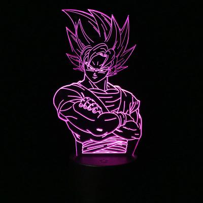 China Dragon Ball Z Minimalist Son Goku 3D Anime Night Lights Broly Vegeta Lighting DBZ Led Gohan Color Changing Lamp Visual Desk Lampara Figma for sale