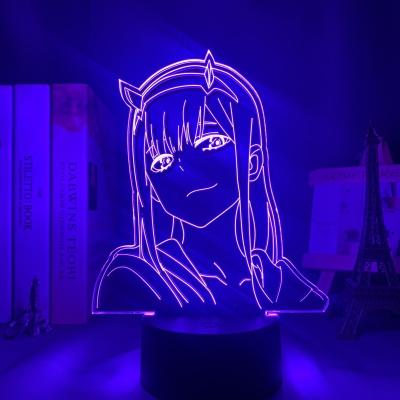 China Zero Minimalist Anime 3d Light Manga Gift Night Light Lamp Darling In The Franxx Bedroom Decor Two Figure Night Light Kids Girls Child for sale