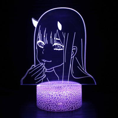 China Double Two 3d Lamp Anime Bedroom Girls Children Manga Gift Night Light Lamp Bedside Room Minimalist Decor Zero Comic Desk Gift Lamp for sale