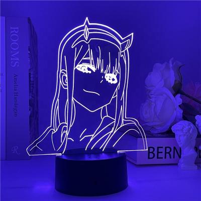 China Minimalist 3D Anime Lamp Zero Light Manga Gift Night Light Lamp Darling In The Franxx TWO Figure Night Light Kids Girls Bedroom Decor for sale