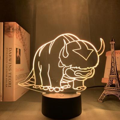 China Minimalist Acrylic 3d Lamp Avatar The Last Airbender Night Light for Kids Nursery Decor The Legend of Aang Appa Figure Table Night Light for sale