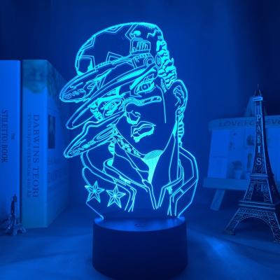 China Minimalist 3d Lamp Anime JoJo's Bizarre Adventure For Bedroom Decor Light Birthday Gift Manga Jojo Figure Led Night Light Jotaro Kujo for sale