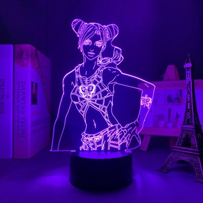 China Minimalist Led Lamp Anime JoJo's Bizarre Adventure Season 6 Stone Ocean Jolyne Cujoh Figure For Bedroom Decor Night Light Jojos Jolyne Cujoh for sale