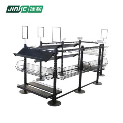 China Supermarket Single Sided Shelf With Wire Locker Hooks And Display Board Tailing System Near Cashier for sale