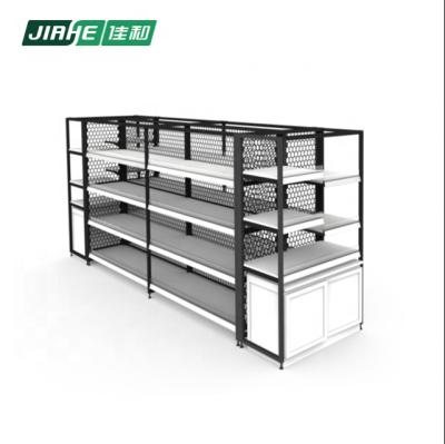 China Wooden Shelf Double Sided And Double Sided Iron Shelves Steel Wire Backboard For Supermarket for sale