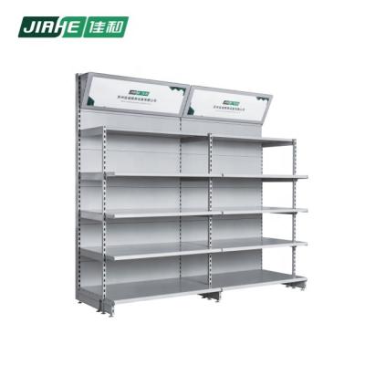 China Certified Load Capacity Store Shelves White With Led Wall Shelving Metal Shelving Unit Outrigger Light Wall Shelving With Light Box for sale