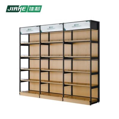 China Modern customized wooden shelf for storage rack system or store equipment used in supermarket for sale