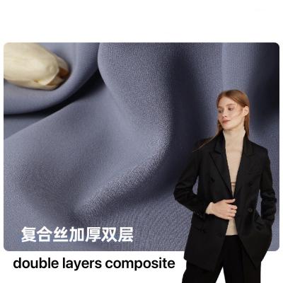 China 390gsm Double Layers Fabric 4-Ways Stretch Composite Polyester Autumn Winter Coat Fabric for sale