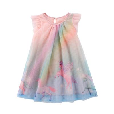 China Anti-wrinkle Summer Babies Dress Unicorn Print Skirt Kids Party Clothes Mesh Tulle Tutu Dress for sale