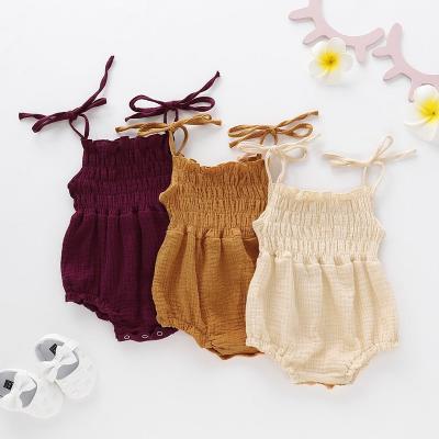 China Casual Summer Baby Romper Jumpsuit Newborn Girl Clothes Sleeving Breathable Muslin for sale