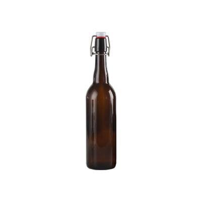 China Round 750ml Recyclable Glass Recyclable Wine Bottles Wholesale Amber Wine Bottle With Swinging Cap for sale