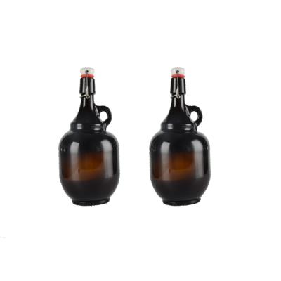 China 2L Beverage Beverage Gallon Bottles Amber Glass Beer Bottle California Glass Wine Bottles With Handle for sale