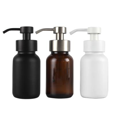 China Personal Care 250ml 500ml Empty Glass Bottle Amber Hand Wash Liquid Soap Shampoo Bottle With Lotion Pump for sale