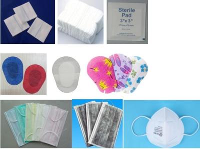 China non-woven face mask, adhesive eye pad, gauze compress, jumbo gauze roll, x-ray thread etc for sale