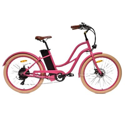 China Aluminum alloy 26 inch electric beach cruiser electric bike for lady 350w/500w/750w e bike for sale